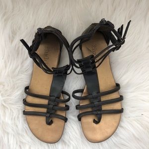Mudd Brown Faux Leather Gladiator Sandals